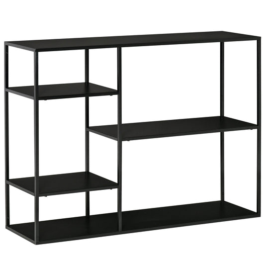 Boekenkast – Boekplank – Opbergkast – Wandrek – Open Kast – Zwart Metalen Frame – 5 Open Vakken – 120 x 35 x 87,5 cm