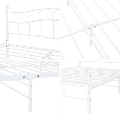 Metalen Bed – Stalen Bed – Kinderbed – Eenpersoonsbed – Tweepersoonsbed – Mat Wit – 140 x 200 cm – Stevig Metalen Frame – Inclusief Lattenbodem