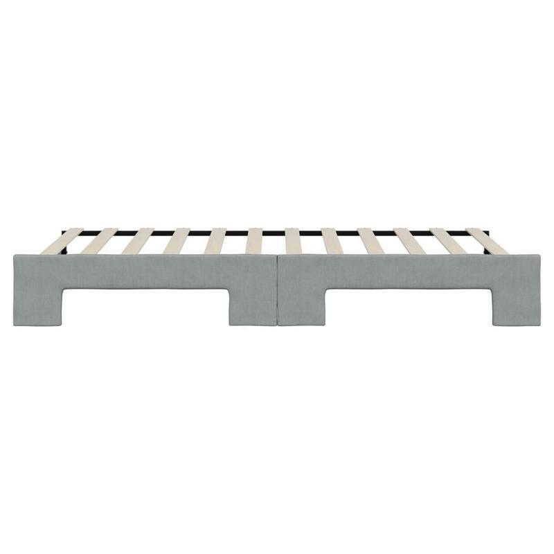 Slaapbank – Bedbank – Bankbed – Logeerbed – Opklapbed – Lichtgrijs Stof – Uitschuifbaar 90x200 cm – Massief Hardhouten Frame
