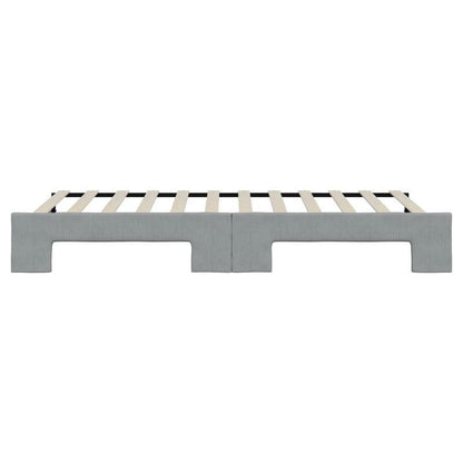 Slaapbank – Bedbank – Bankbed – Logeerbed – Opklapbed – Lichtgrijs Stof – Uitschuifbaar 90x200 cm – Massief Hardhouten Frame