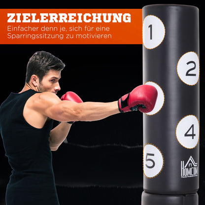Vrijstaande Bokszak – Staande Bokszak – Kickbokszak – Stootzak – Trainingszak – Zwarte Kleur – Vulbare Stabiele Basis – Veersysteem Voor Schokabsorptie