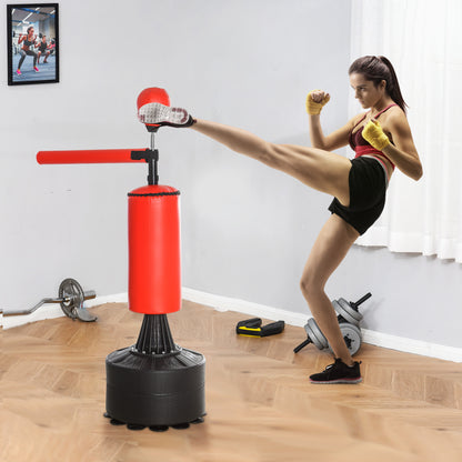Bokszak Standaard – Bokspaal – Boksbal – Bokstrainer – Punching Bag – Verstelbare Hoogte 155-205 cm – 360° Draaibare Reflexbal