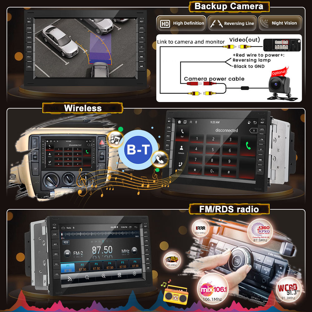 Android 15 Car Radio – Autoradio – Multimediaspeler – Navigatiesysteem – Touchscreen – 7 Inch Scherm – 6GB RAM & 128GB Opslag – Inclusief Achteruitrijcamera en Microfoon