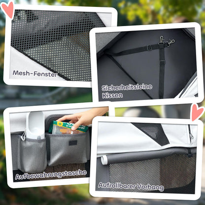 Dog Buggy Foldable for Dogs &Amp; Cats Up to 30 Kg 110 X 65 X 102 Cm Dark Grey Dog Buggy