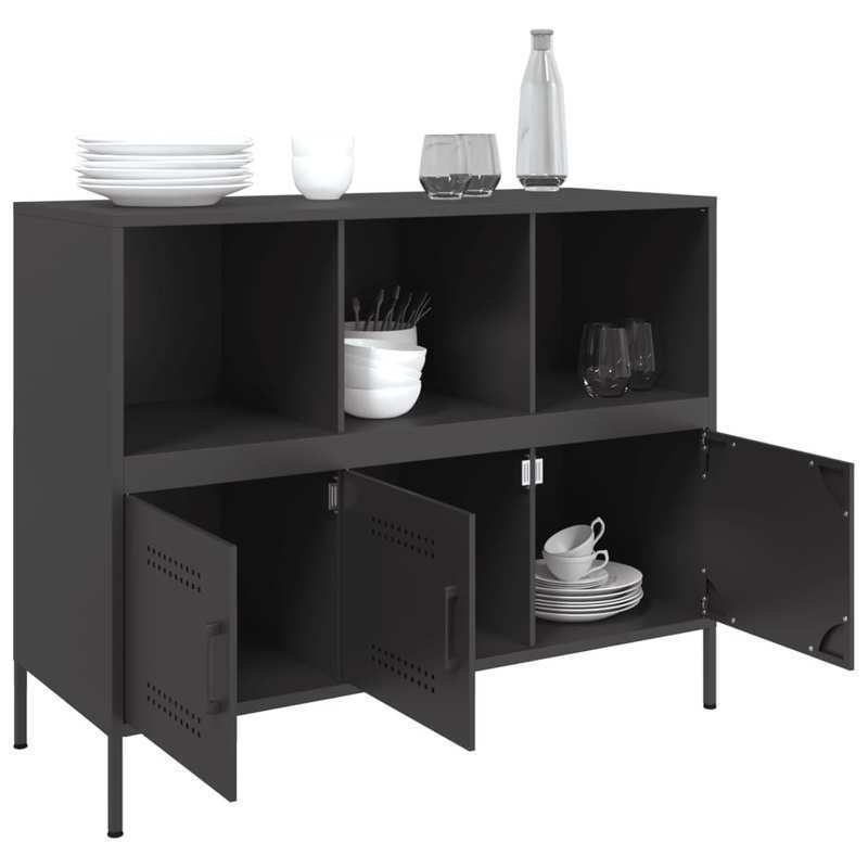 Dressoir – Opbergkast – Kast – Sideboard – Dressoirkast – Zwart Staal – Industrieel Design – Compact 100,5x39x79 cm