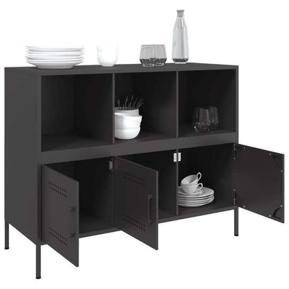Dressoir – Opbergkast – Kast – Sideboard – Dressoirkast – Zwart Staal – Industrieel Design – Compact 100,5x39x79 cm