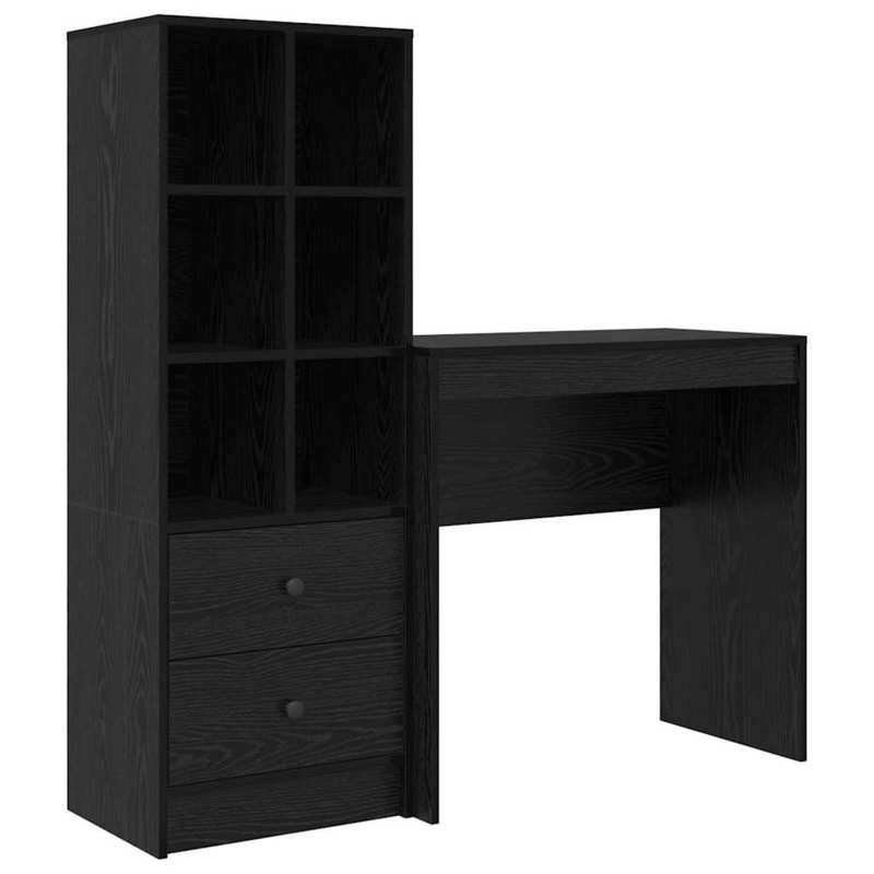 Desk with Storage Space 2pcs Black Oak 80 X 40 X 76Cm Sleek Exterior, Ample Storage Space, Sturdy And Smooth, Featuring a Minimalist And Functional Design.