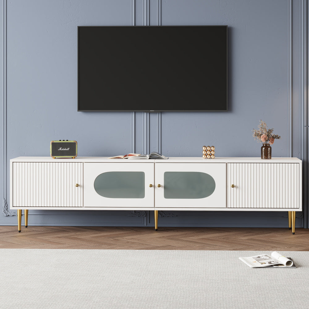 TV-meubel – Woonkamermeubel – Home Entertainment Meubel – TV-kast – Entertainmentkast – Wit met Gouden Accenten – 170x35x50 cm – Draagvermogen 35 kg