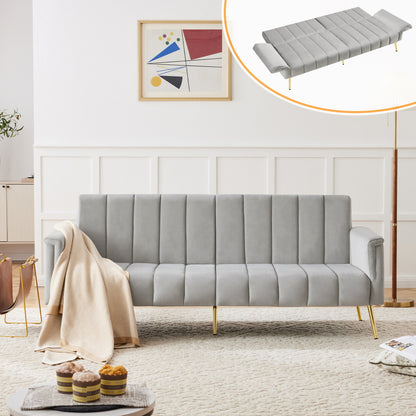 Vouwbare Bankbed – Slaapbank – Bedbank – Logeerbank – Sofa Bed – Fluweel Stof – 5 Verstelbare Hoekposities – Zonder Elektriciteit