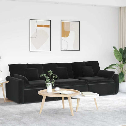 Hoekbank – Modulaire Bank – L-vormige Bank – Zitbank – Loungesofa – Velvet Bekleding – Stevig Metalen Frame – Donkergroen