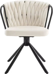 Eetkamerstoel - Set van 2 stoelen - Fluweel eetkamer stoel - Eettafel stoel - Fauteuil - Stoel - Velvet - Armleuning - Draaibaar - Zwarte Poot - Wit