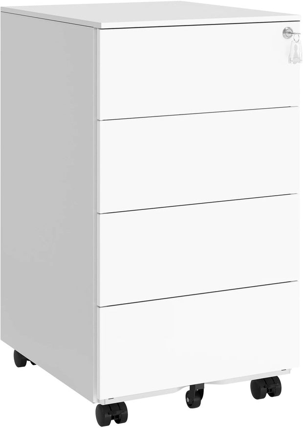 Bureau organizer - Bureau met laden - Ladekast op wielen - 3 laden - Lade organizer - 45.1 cm x 39 cm x 69.3 cm - Wit