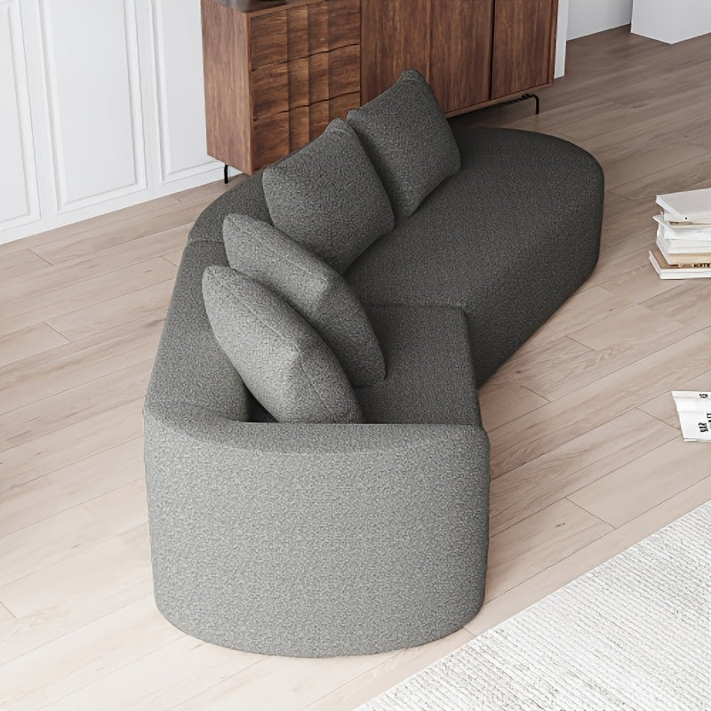 Oversized Hoekbank – Modulaire Bank – L-vormige Sofa – Grote Zithoek – Grijze Stoffen Bank – Comfortabele Wolkvormige Rugleuning – Stevig Houtvrij Frame
