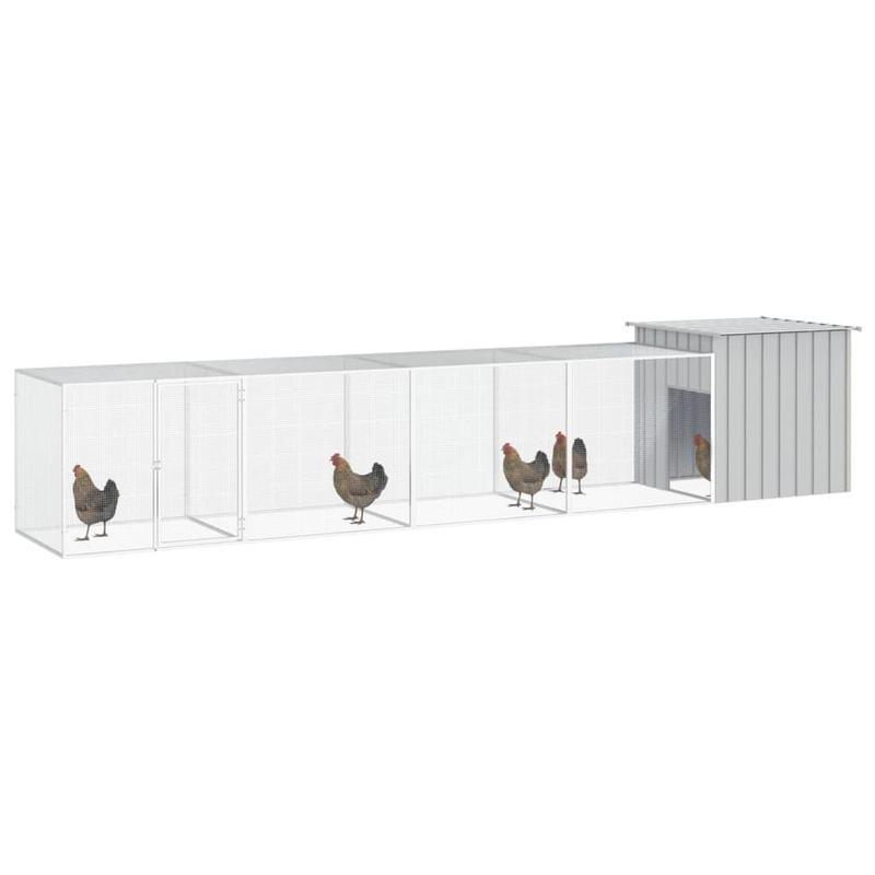 Kippenren – Kippenhok – Kippenkooi – Kippenren Buiten – Kippenren Grijs – Gegalvaniseerd Staal – 500x91x100 cm – Weerbestendig & Stevig