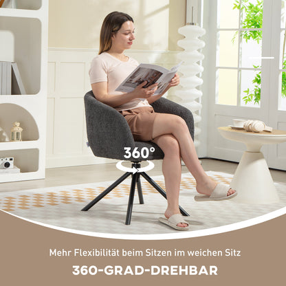 Draaifauteuil – Fauteuil – Zetel – Relaxstoel – Draaistoel – Donkergrijs – Comfortabele Zitting – Draagvermogen 120 kg