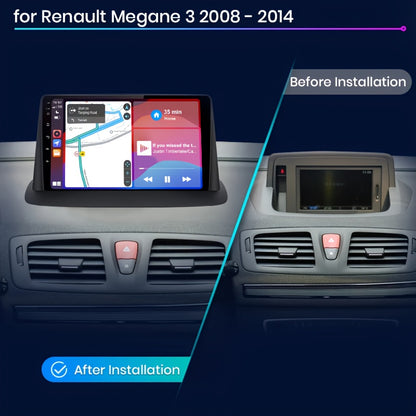 Autoradio Renault Megane 3 – Multimedia Speler – 2-DIN Radio – Smart Car Stereo – Navigatiesysteem – Android Auto – 9 Inch IPS Scherm – 4GB RAM 64GB Opslag