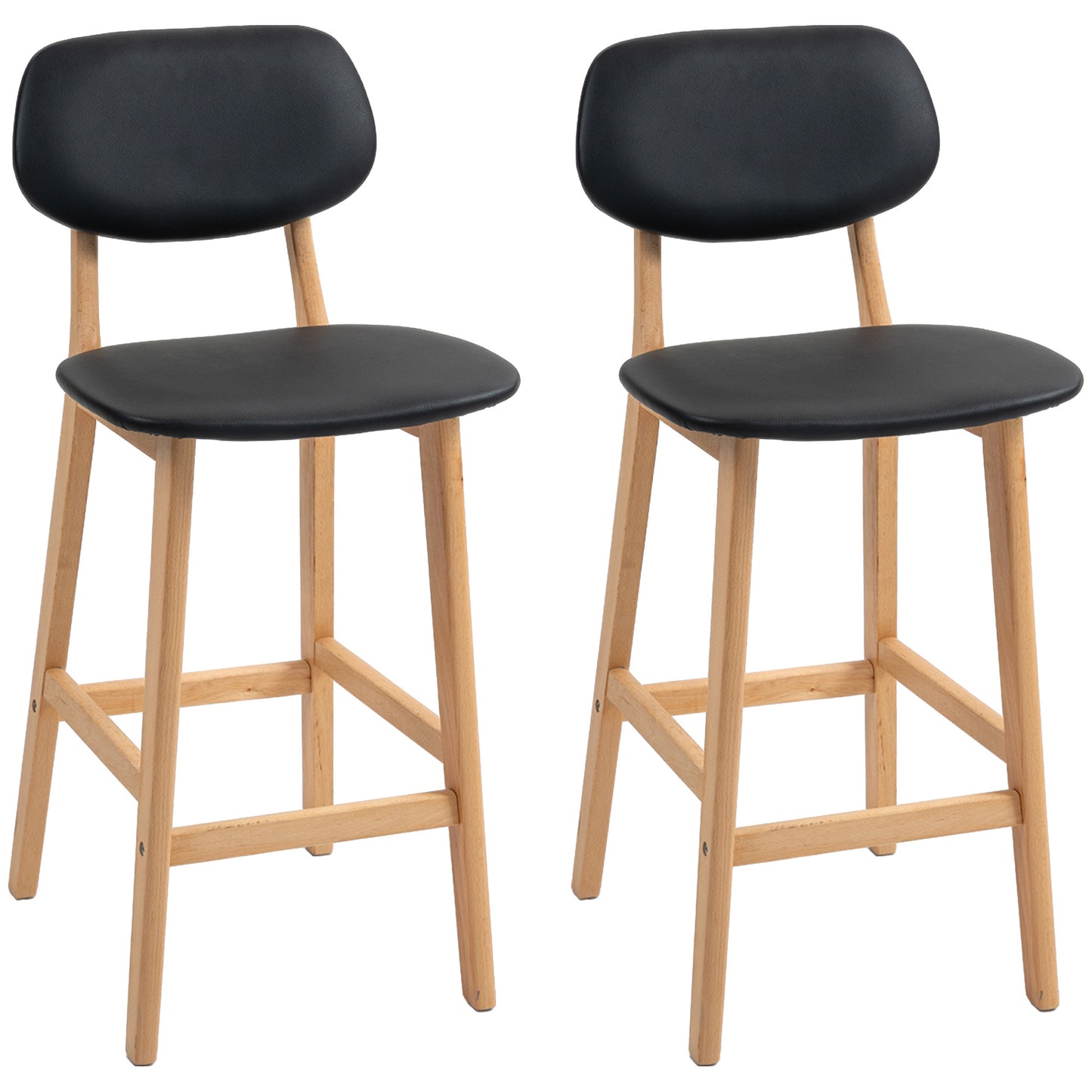 Barkrukken – Barstoelen – Keukenkrukken – Barkrukset – Barstoelen Zwart – Beukenhout – Comfortabele Schuimzitting 24kg/m³