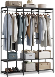 Kledinghangers - Kledingrek Metaal - Schoenenrek - Kledingkasten Slaapkamer - 40 x 141 x 180 cm - Kledingrek Zwart