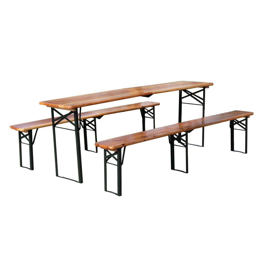 Bierbank Set – Bierbankstel – Bierbank Tafeltje – Inklapbare Zithoek – Bierbank 220 cm – Duurzaam Metalen Frame – Maximale Draagkracht 200 kg
