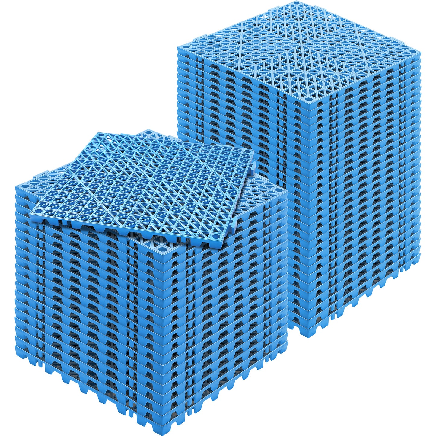 Drainagematten – Afwateringsmatten – Antislip Matten – Natte Vloermatten – PVC Vloer Tegels – 50 Stuks 30x30 cm – Snelle Afwatering en Veilig Antislip oppervlak – Blauwe Modulair Klikbaar Systeem