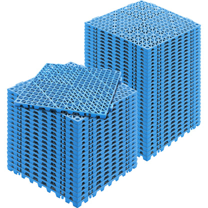 Drainagematten – Afwateringsmatten – Antislip Matten – Natte Vloermatten – PVC Vloer Tegels – 50 Stuks 30x30 cm – Snelle Afwatering en Veilig Antislip oppervlak – Blauwe Modulair Klikbaar Systeem