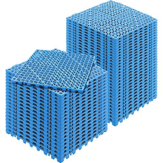 Drainagematten – Afwateringsmatten – Antislip Matten – Natte Vloermatten – PVC Vloer Tegels – 50 Stuks 30x30 cm – Snelle Afwatering en Veilig Antislip oppervlak – Blauwe Modulair Klikbaar Systeem
