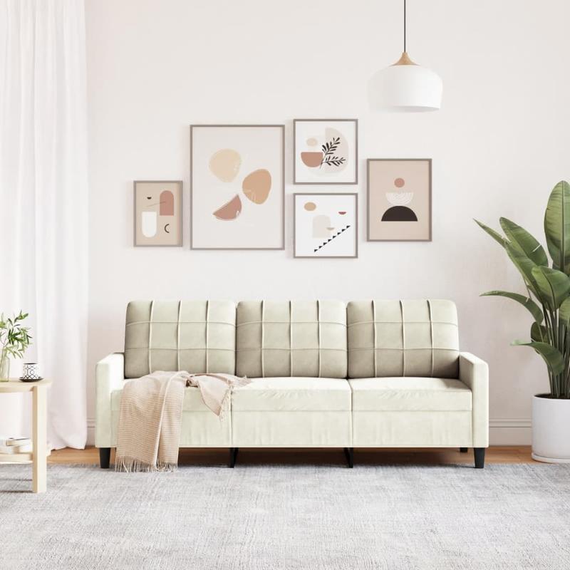 3-zits bank – hoekbank – sofa – loveseat – creme – stevig hardhouten frame – comfortabele polyurethaan kussens
