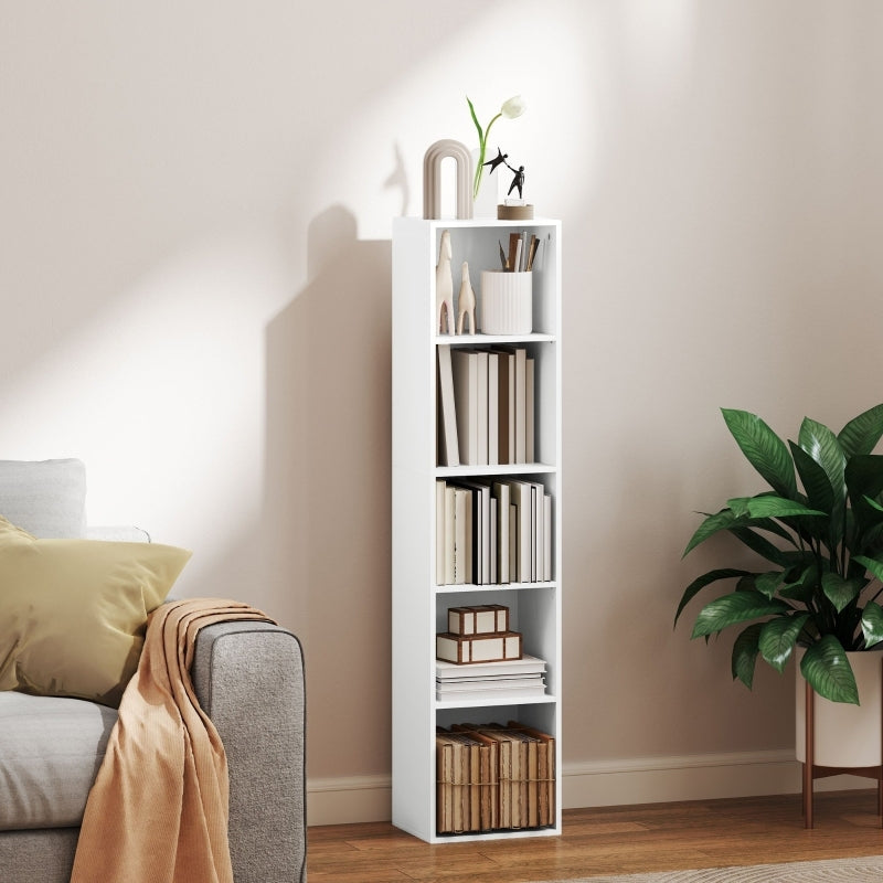 Boekenplank – Wandrek – Stellingkast – Boekenkast – Opbergrek – Wit – 5-Lagen Met Verstelbare Plank – Lichtgewicht & Compact