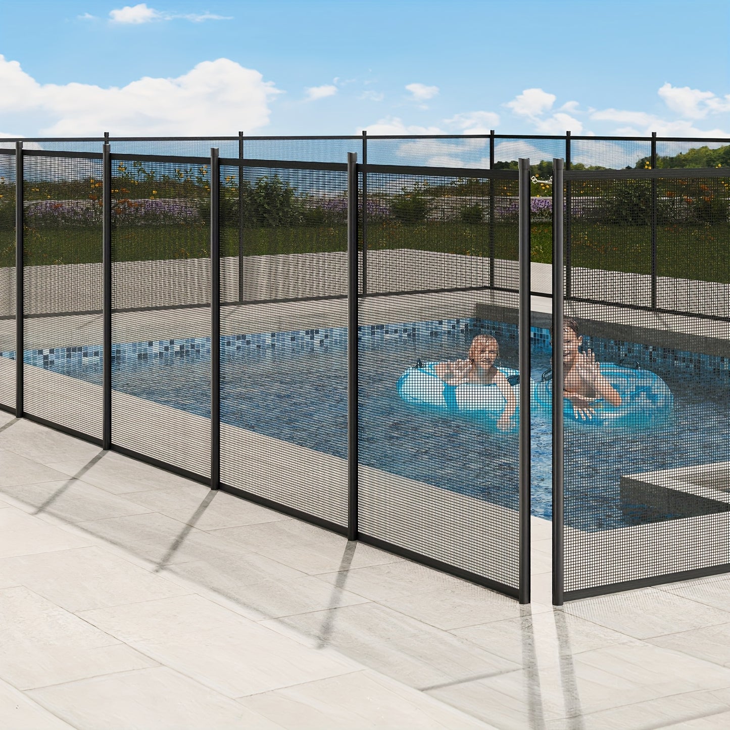 Zwembadhek – Zwembadafscheiding – Zwembadomheining – Pool Fence – Veiligheidshek – 4x72FT Zwart Roestvrijstaal – Duurzaam Materiaal – Eenvoudige Draadtensionering