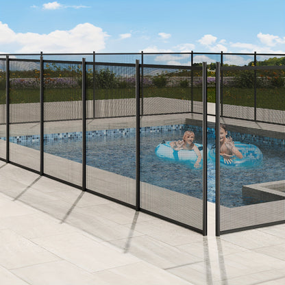 Zwembadhek – Zwembadafscheiding – Zwembadomheining – Pool Fence – Veiligheidshek – 4x72FT Zwart Roestvrijstaal – Duurzaam Materiaal – Eenvoudige Draadtensionering