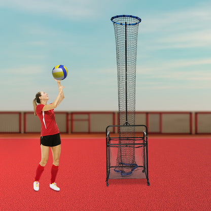 Volleybaltrainer – Volleybal Trainingssysteem – Volleybal Rebounder – Volleybal Setter – Volleybal Trainingsapparaat – Verstelbare Hoogte tot 3,66 m – Stevig Stalen Frame met Wieltjes
