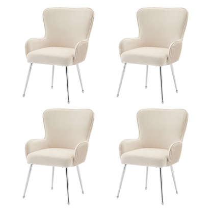 Velours Fauteuil – Lounge Stoel – Leunstoel – Zetel – Relaxstoel – Beige Velours – Verstelbare Lendensteun – Metalen Poten