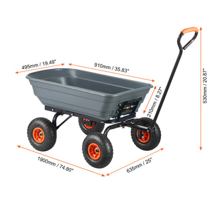 Tuinkar – Kruiwagen – Transportkar – Zwerfwagen – Trolley – 272 kg Draagkracht – 113 Liter Laadbak
