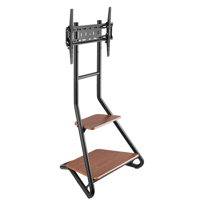 Universele TV-standaard – TV-meubel – TV-houder – TV-voet – TV-plank – Geschikt voor 37-75 Inch – Met Houten Planken en Kabelbeheer
