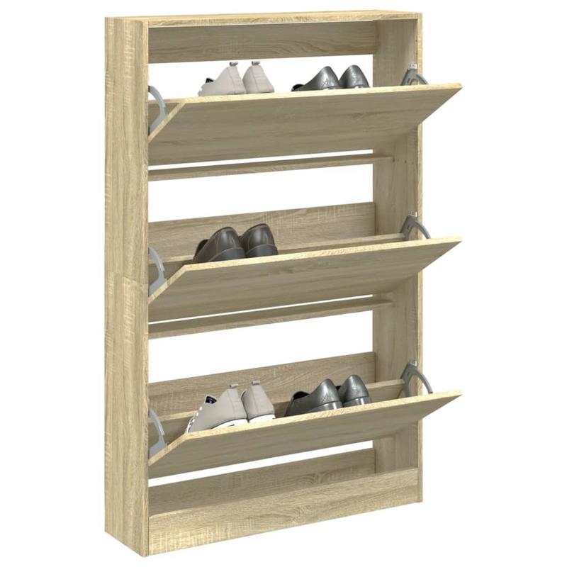 Schoenenkast – Schoenenrek – Schoenenbank – Hal Organizer – Opbergkast – Eikenlook – 80 x 21 x 125,5 cm – Duurzaam Houtmateriaal