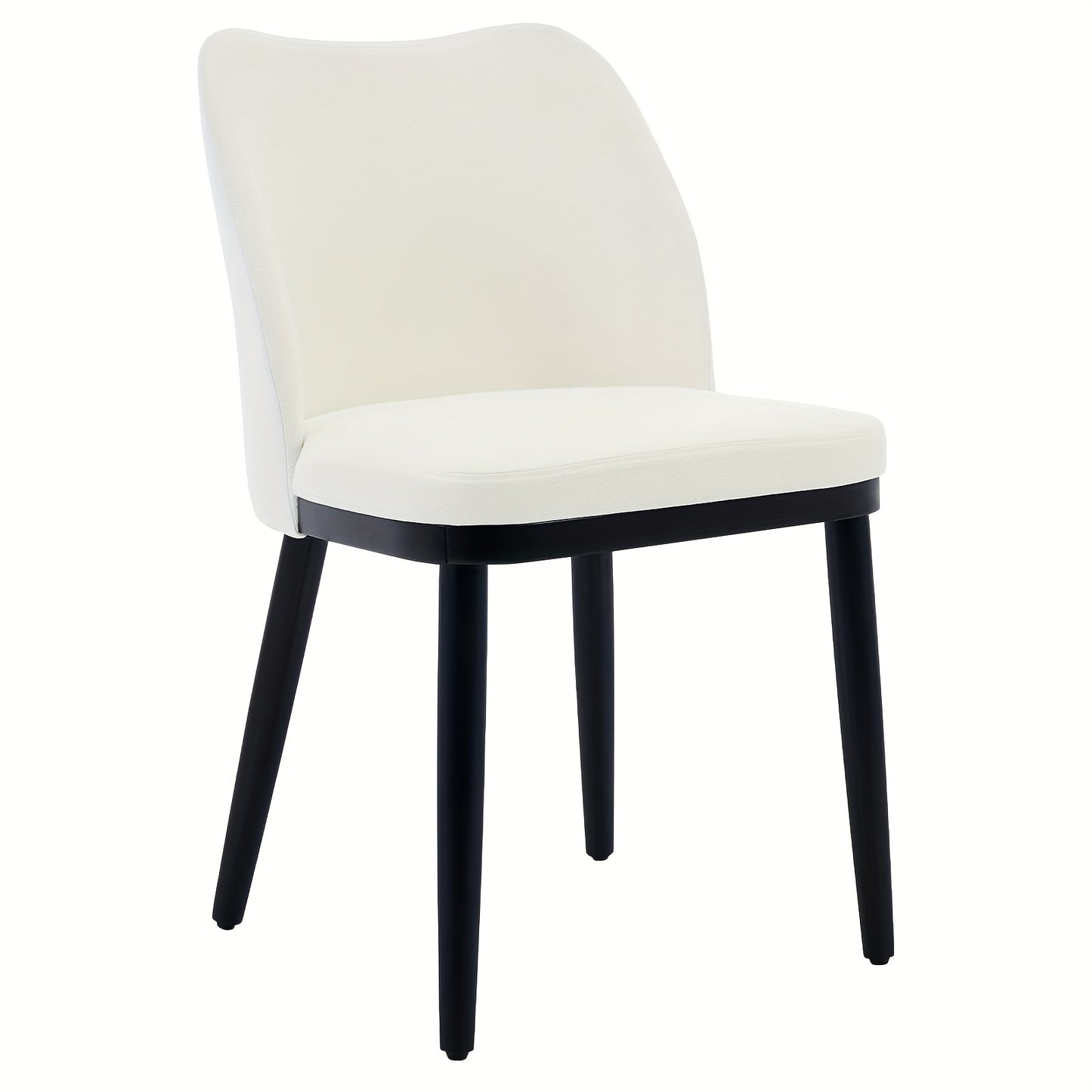 Set of 2 Modern White Dining Chairs with Black Legs - Sturdy Non-Wood Construction, Ergonomic Backrest & Seat, Easy Assembly, Space-Saving Design for Kitchen, Restaurant, Cafe, Home - Contemporary Minimalist Style, Durable Co