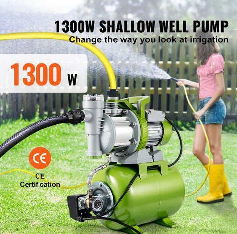 Ondiepe putpomp - Rioolpomp - Tuin waterstraalpomp - 1300W - 230V -  50Hz - 4200 L/u Debiet 50 m Opvoerhoogte - voor irrigatie, wateroverdracht - QUORE