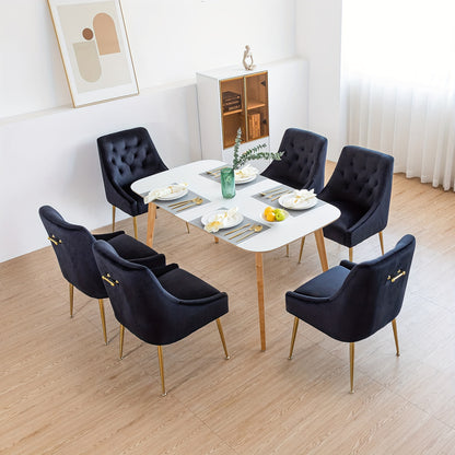 Eetkamerstoelen – Dining Stoelen – Velours Stoelen – Zwarte Stoelen – Set Van 2 – Comfortabele Zitting – Stevig Metalen Frame