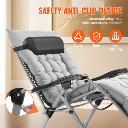 Zero Gravity Stoel – Relaxstoel – Ligstoel – Loungestoel – Tuinstoel – Grijs – Verstelbare Rugleuning 90°-170° – Stevig Stalen Frame 225 kg Draaggewicht