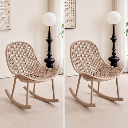 Rocking chair 2pcs set Ergonomic design for living room bedroom study Indoor PP material up to 200kg loadable Modern White, Chaise Confortable, Chaise Longue, Chaise Pliable, Cozy Seating, Bedroom Seating, Minimalist Design,