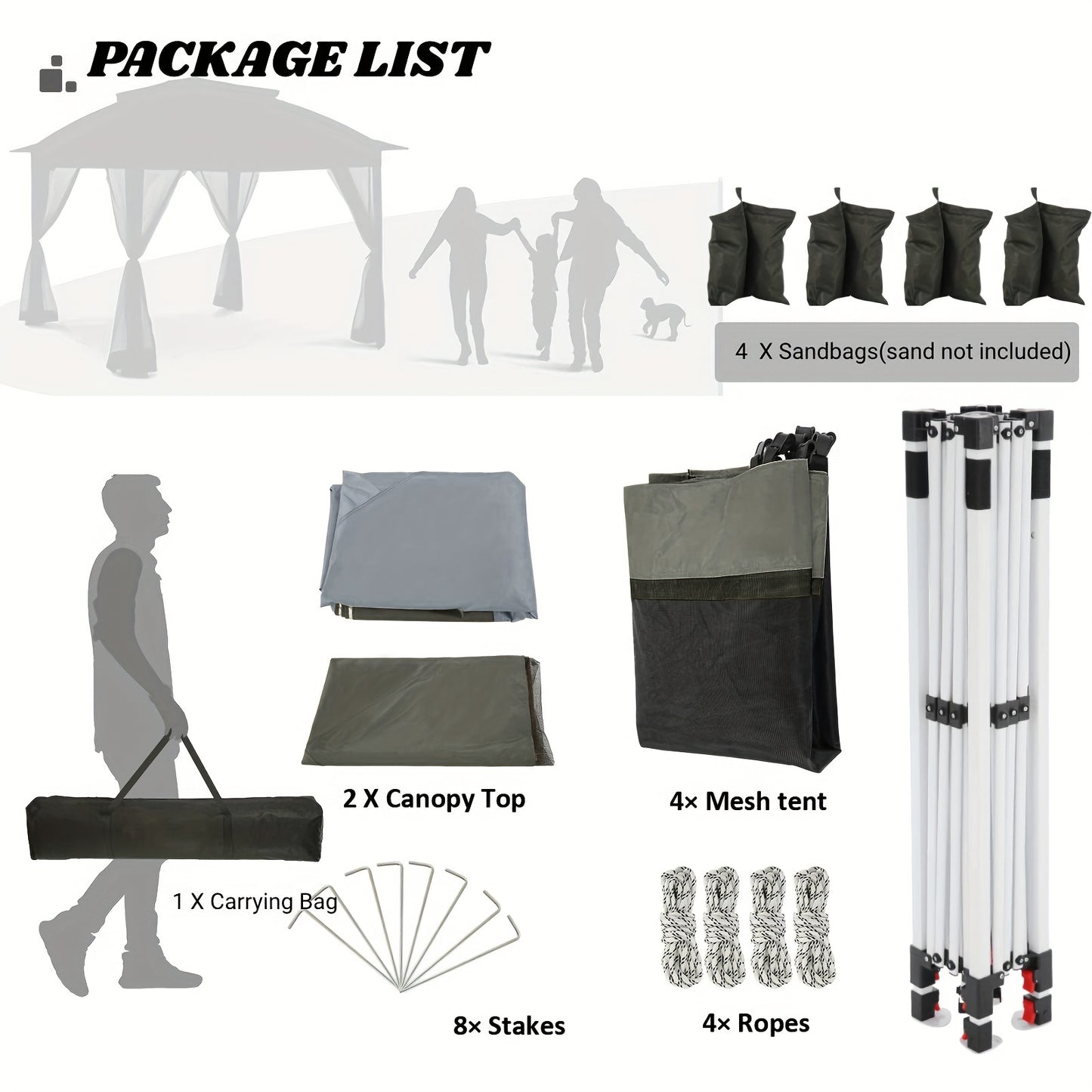Pop-up Partytent – Paviljoen – Tuinkopje – Zonnescherm – Outdoor Tent – Automatisch Opvouwbaar – Geïntegreerd Muskietennet – Donkerbruin – 3,6x3,6 Meter – Waterafstotend Oxford Doek