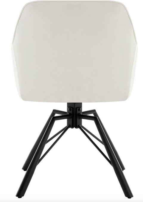Eetkamerstoel - Set van 2 stoelen - Fluweel eetkamer stoel - Eettafel stoel - Fauteuil - Draaibaar - Velvet - Metalen poot - Wit/Cream