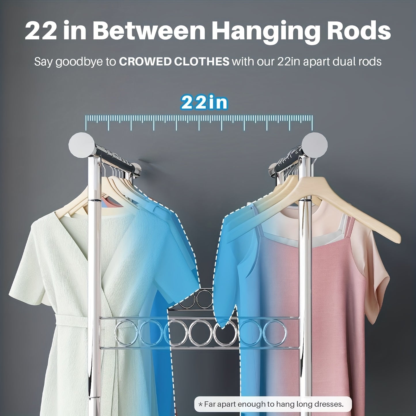 Heavy Duty Kledingrek – Kledingstandaard – Garderoberek – Kledinghanger – Kledingstalling – Verstelbare Dubbele Stangen – 295 kg Draagvermogen – 4 Wielen met Remmen – Zwart
