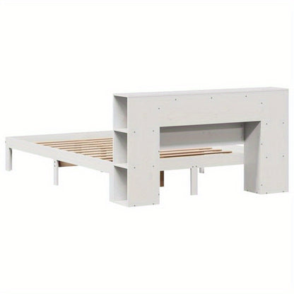 Bedframe – Boekenkastbed – Eenpersoonsbed – Slaapbed – Kinderbed – Wit – Massief Dennenhouten Frame – 120x200 cm – Ruimtebesparend – Eenvoudige Montage