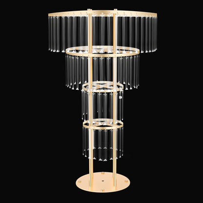 Round Pedestal for Wedding Flowers Adorned with Golden And Crystals