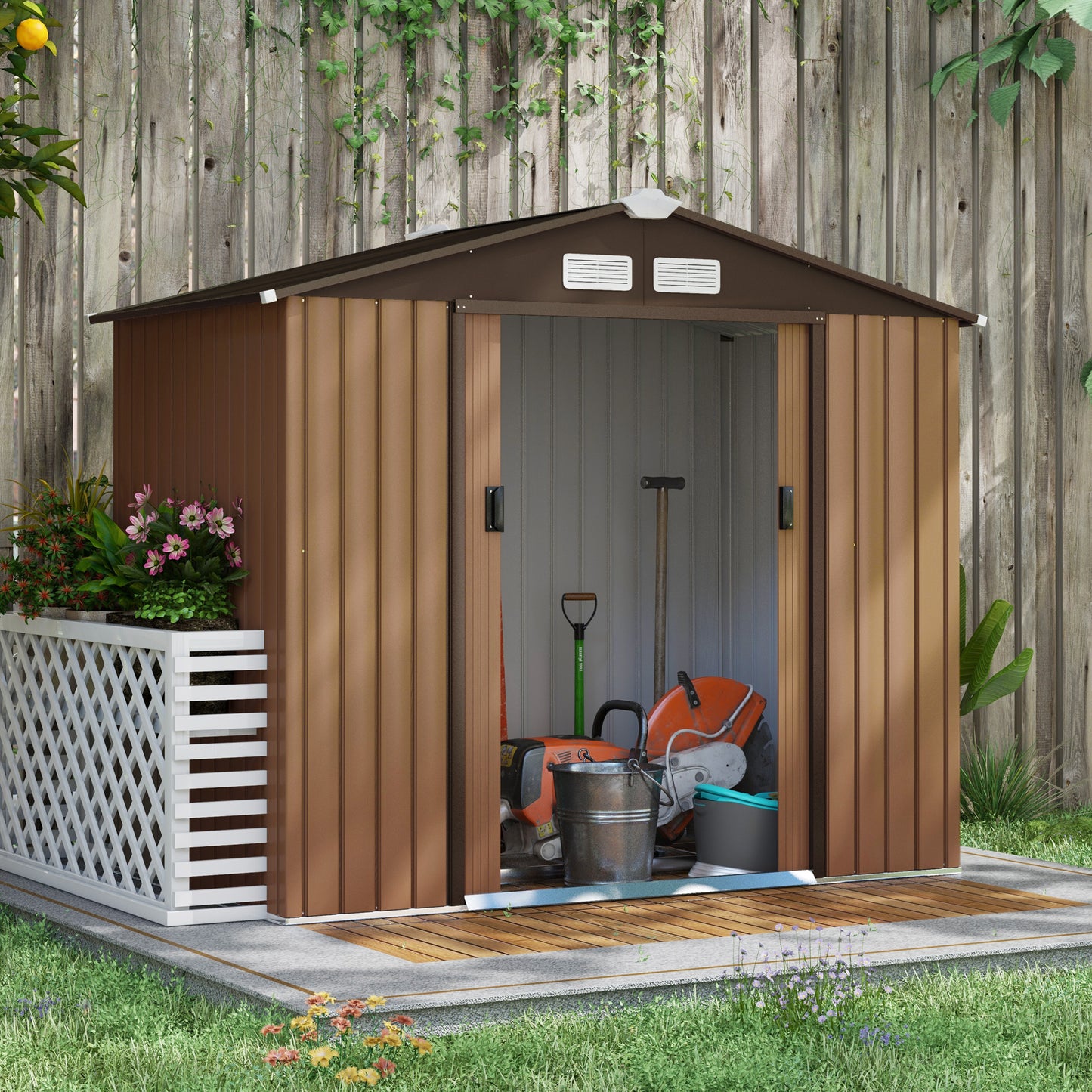 Tuinschuur – Berging – Tuinhuis – Tuinopslag – Gereedschapsberging – Metalen Tuinschuur – 2,5 m² Opbergruimte – Gegalvaniseerd Staal Met Ventilatie