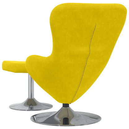Fauteuil – Relaxstoel – Loungefauteuil – Draaistoel – Oorfauteuil – Geel Met Voetensteun – Fluweelstof – 360° Draaibaar