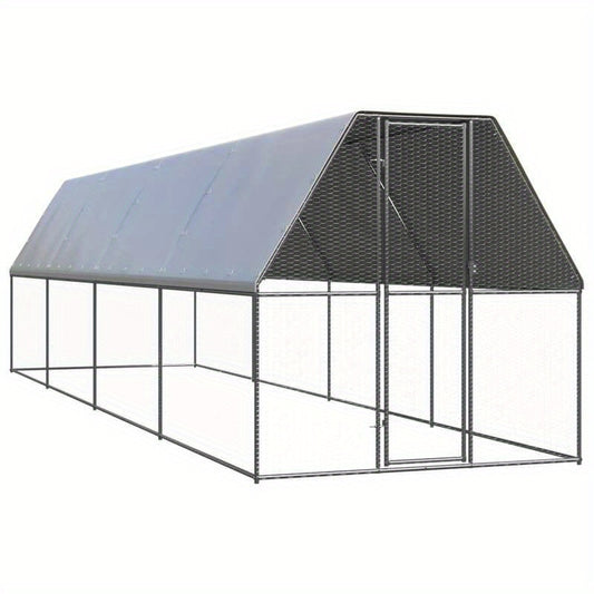 Buitenren Kip – Kippenren – Kippenhok – Hennenren – Kippenkooi Argento – Galvaniseerd Staal – 2x8x2 Meter – Duurzaam & Veilig