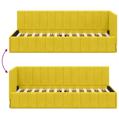 Bedframe – Bedombouw – Slaapbank – Ledikant – Slaapmeubel – Roze Fluweel Hoofdbord – Houten Lattenbodem 90x190 cm