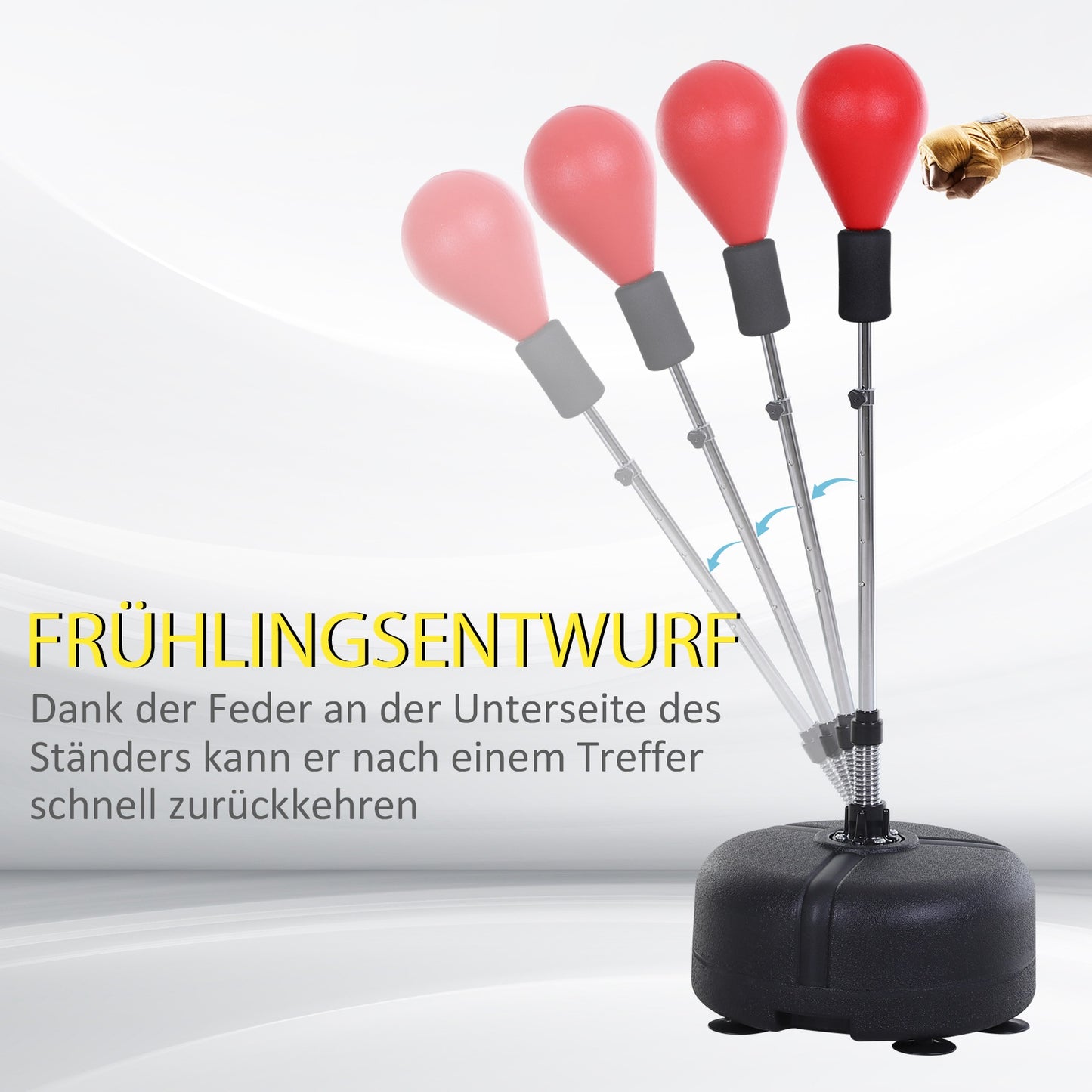 Punching Ball Set – Bokszak – Bokstraining Set – Stootbal – Bokshandschoenen Set – Verstelbare Hoogte 136-154 cm – Duurzaam IJzer Frame – Zwart Rood